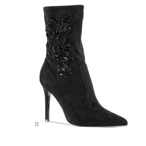Women's Nina Dorella Pointed Toe Stiletto Heel Ankle Beaded Dress Boots 7 M